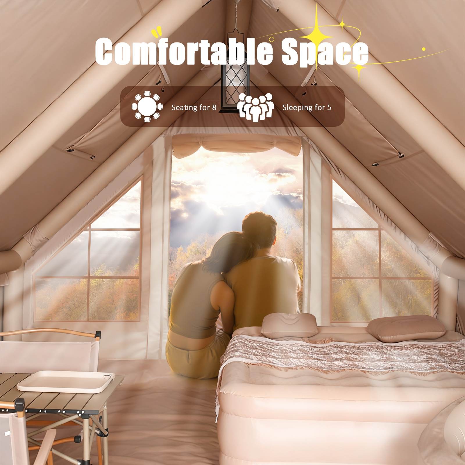 TOYANDONA Inflatable Camping Tents W/ Hand Pump Air Glamping Tents 6 Person Tent