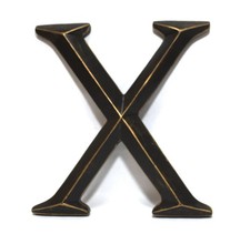 Alphabet Letter Large 'X' Black  Gold Wall Decor
