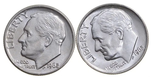 Choice Unc 1962 P+D Roosevelt Dime Gem BU Collection Lot Set *2901