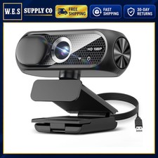 Webcam 1080P HD with Microphone Privacy Cover Wide-Angle Lens