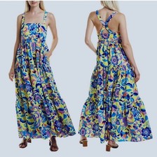 J Crew |Tiered Taffeta Curly Colorful Floral Summer Maxi Dress Size 8 EUC