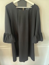 Nina Leonard Black Elegant Dress Size L Ruffle  Sleeves