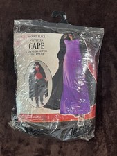 Hooded Black Velveteen Cape Halloween Costume Theater Dress Up One Size