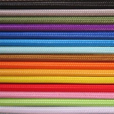 Coloured 2 Core Braided Fabric Cable Flex Wire Electric Lighting Lamp 0.75mm