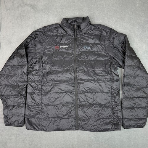 REI Co-op 650 Down Jacket Mens Large Black Puffer Full Zip Evil Eye Logo