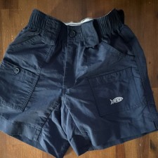 AFTCO Boys Navy Cargo Fishing Shorts Size 24 Elastic Waist Summer