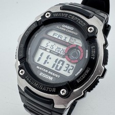 VTG Casio Wave Ceptor Digital Watch WV-200A Men 200m Black Silver New Battery