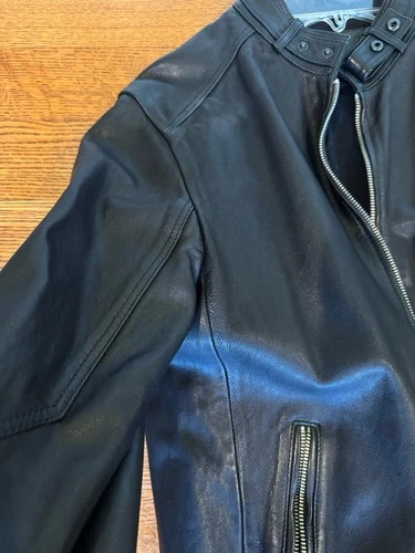 ALLSAINTS Cora Leather Jacket Size  M   BLACK image 4