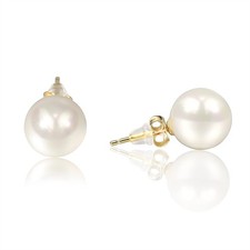 Shell Pearl Pearl Earrings Handpicked Round White 8mm Simulated Shell Pearl 14K
