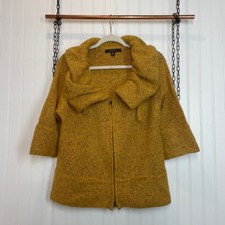 Fever Women’s Mustard Collared Full Zip Cardigan Sweater Size Xl
