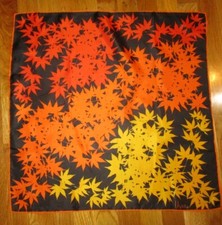 Vintage Vera Brown Orange Yellow Autumn Maple Leaves Silk Blend Square Scarf 21"