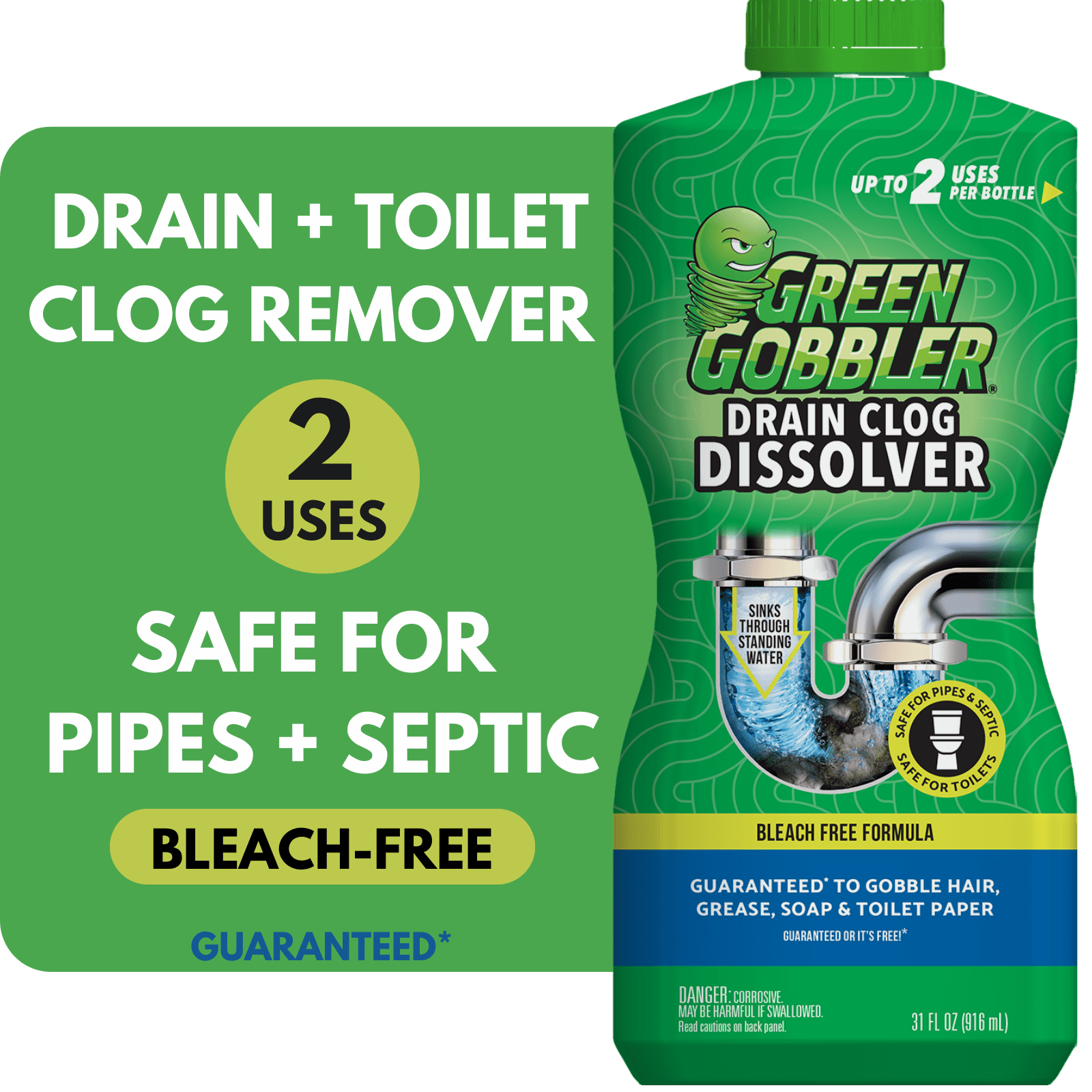 Green Gobbler Drain Clog Remover, 15.5 Fluid Ounce, 2 Count