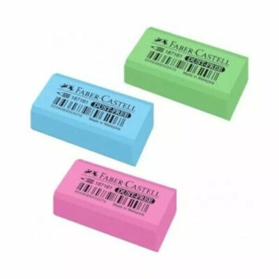 3er Pack FABER-CASTELL Kunststoff-Radierer DUST-FREE Radiergummi mit Farbauswahl