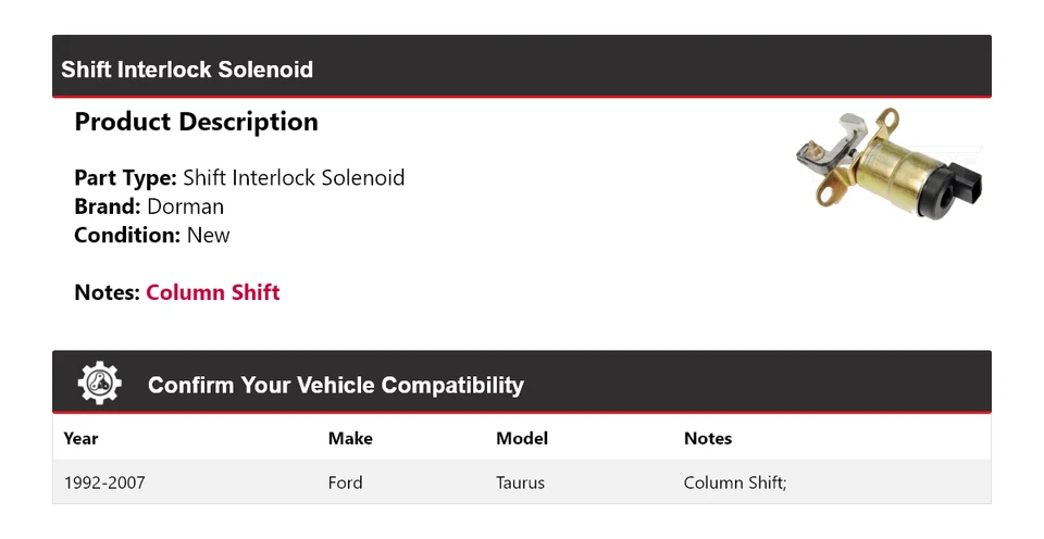 Solenóide de bloqueio Ford Taurus Dorman 1992-2007 1993 1994 1995 1996 - Imagem 2 de 4