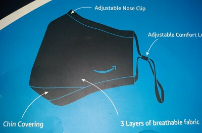 Lot Of 5 Individual Packed AMAZON Adult Reusable Adjustable Black Mask (A01)