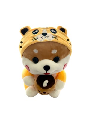 Adorable Cute 13  Tiger Dog With A Bubble Tea . Cute Soft material For Boy &girl