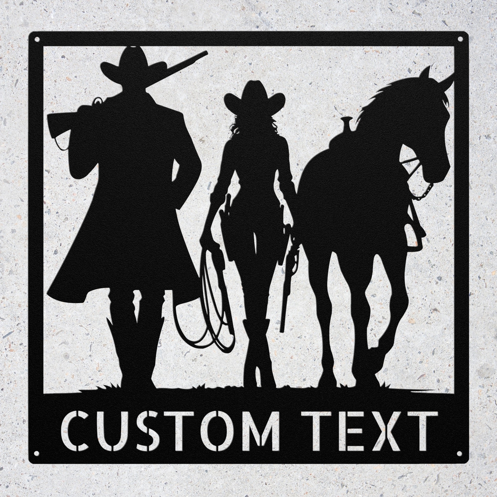 Personalized Cowboy Cowgirl with Horse Metal Sign Custom Wall Art Decor Gift