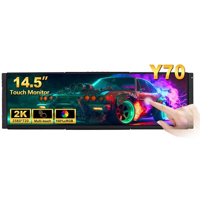 14.5'' Touchscreen Monitor 2560*720 2k LCD Display HYTE Y70 CPU GPU HDMI Type C