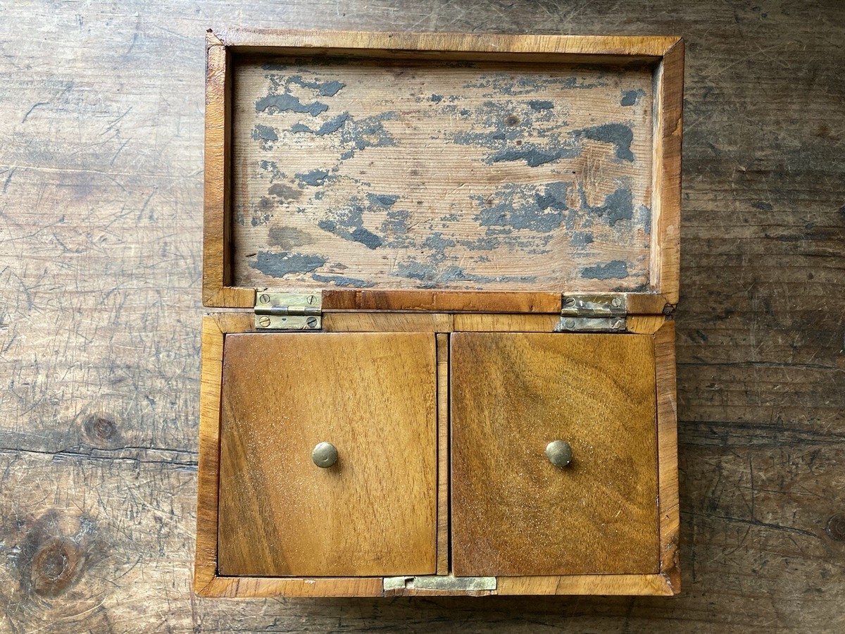 ANTIQUE 18th C Georgian Era Fancy Inlayed Tea Caddy Box