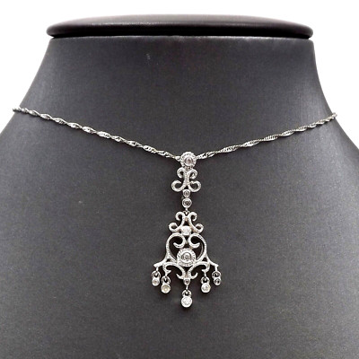 14k Weißgold natürlicher Diamant Kronleuchter Hänger Anhänger Halskette Deko Stil