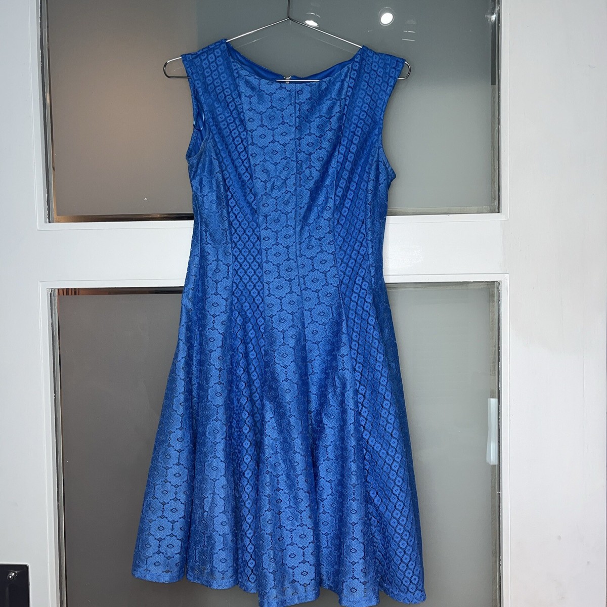 Danny & Nicole Bright Blue Lace Wedding Guest Dress - size 6