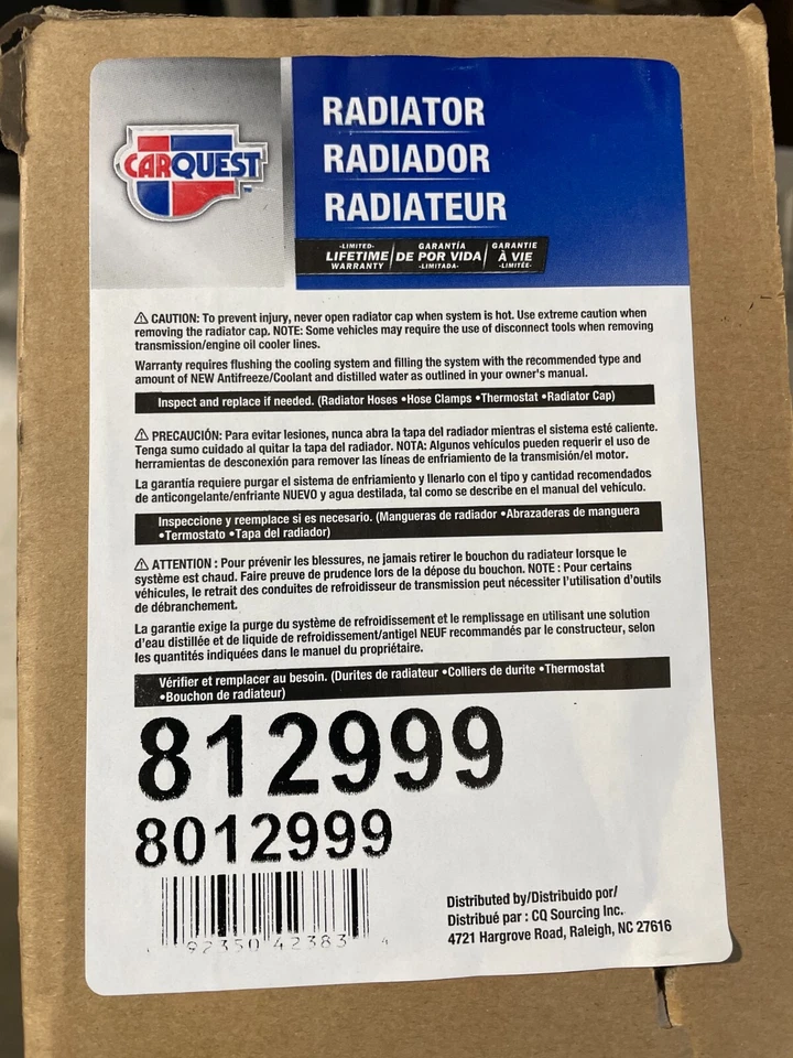 Radiador Carquest Premium 812999 para Nissan 350Z ('07-'09) Foto 2 de 2