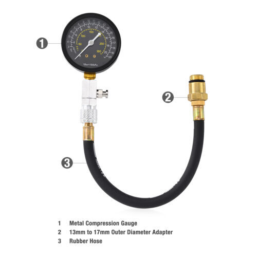 Cylinder Compression Tester Gas Petrol Engine Gauge Tool Kit for Car Motorcycle - Picture 4 of 7