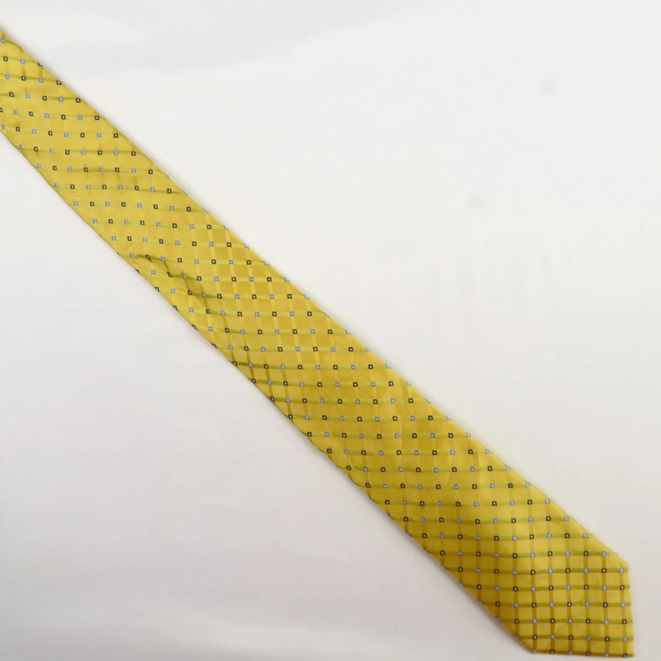 Corbata para el cuello Club Room dorada/amarilla micro azul a cuadros de diamantes para hombre 58x3 moderna brillante Foto 2 de 4