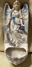 Antica acquasantiera -Arte sacra -Font-Benitier in biscuit lucido/angelo