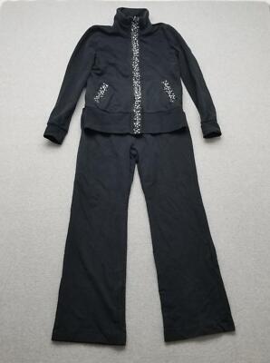 BCBG Maxazria Jacket Womens Small Black Activewear Set Full Zip Pockets