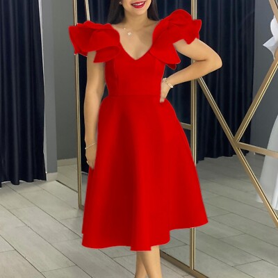 Womens 2025 Casual Cap Sleeve Wrap Mini Dresses Wedding Guest Flowy Ruffle Dress | eBay Womens 2025 Casual Cap Sleeve Wrap Mini Dresses Wedding Guest Flowy Ruffle Dress | eBay