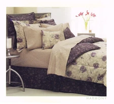 Standard Pillow Sham Harmony Gray Purple Floral SERENITY HOME COLLECTIONS