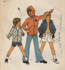Simplicity 6955 Retro 70s Pants, Shorts & Unlined Hooded Jacket Sz 7 COMPLETE
