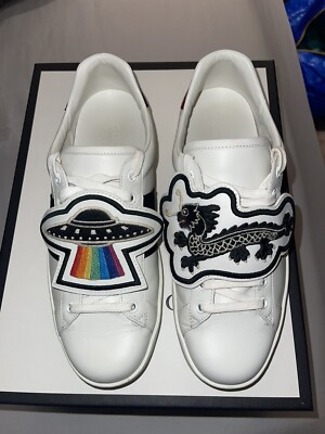 Gucci Ace Sneaker w/Removable Patch Size White Leather