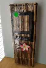 Set of 4 Wood Place Mats Brown Trim, matching coasters. & wooden spoons & forks 