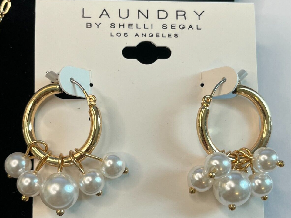 NEW Laundry by Shelli Segal Los Angeles Gold Tone Necklace & 3 Pair