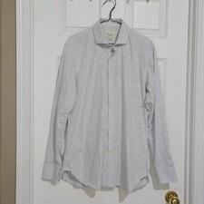 Ted Baker 15.5 34/35 Sub Leaf Grey Long Sleeve Endurance Dress Shirt
