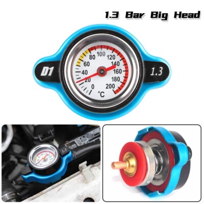Car Thermostatic Gauge Radiator Cap 1.3 bar Big Head Water Temp Meter For Car