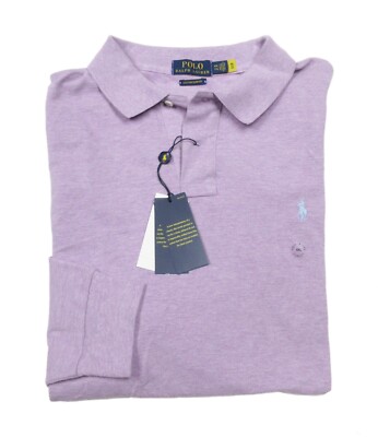 Polo Ralph Lauren Men's Purple Solid Custom Slim Fit Mesh Long