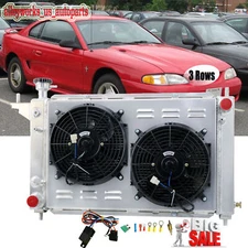 3 Row Radiator Shroud Fan Kits For 1994-1996 1995 Ford Mustang V6 V8 3.8/5.0L