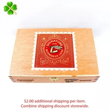Aganorsa Leaf Signature Robusto Corojo Empty Wood Cigar Box 9.25" x 6.25" x 2"