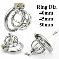 Male Metal Super Small Cage Chastity Belt Device With Tube Spiked Lock Ring BDSM