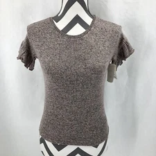 TUCKER TATE GIRLS Heathered Gray Pink Short Flutter Sleeve Sweater GL409578LG 6