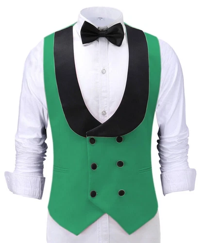 Men's Shawl Collar Vest Double Breasted Slim Prom Blazer Tops Waistcoat Waitress - Bild 4 von 42