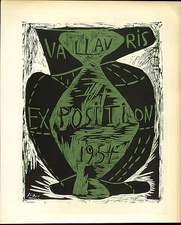 1959 Mini Poster Lithograph ORIG Print Pablo Picasso 1954 Exposition Valluris