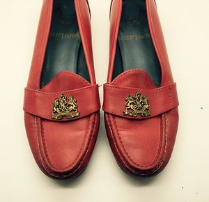Ralph Lauren Vermelho Couro Sapato Mocassim Rl Brasão De Ouro Feito De  Bancada Maine Eua 7b Raro! | eBay