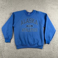 Vintage Alaska Sweatshirt Men  s L Navy Blue Fruit Of The Loom Crewneck Pullover