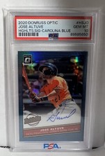 2020 Donruss Optic Jose Altuve Highlights Signatures Car. Blue Auto /3 PSA 10