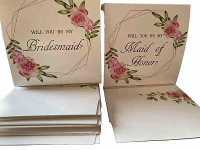 Will You Be My Bridesmaid /Maid Of Honor Gift Boxes 8x8x4 10 Boxes Roses Victori