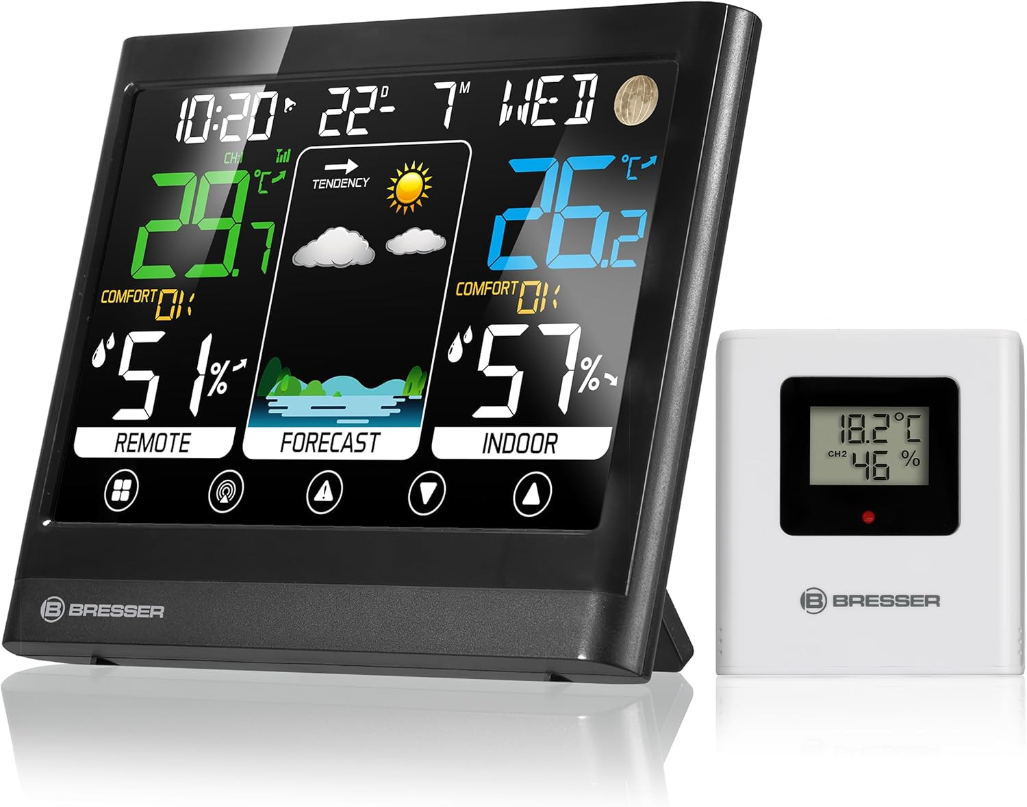 Meteotemp BF Stazione Meteo Radio Con Display Touch, Sensore Esterno Radio, Pres